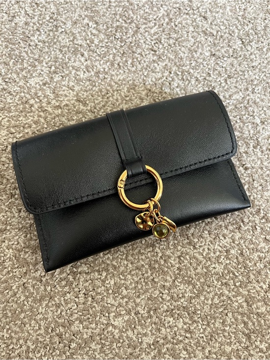 Madewell Handbags - Madewell Black Leather Wallet with Gold Snap Detail The Ring Charm Wallet